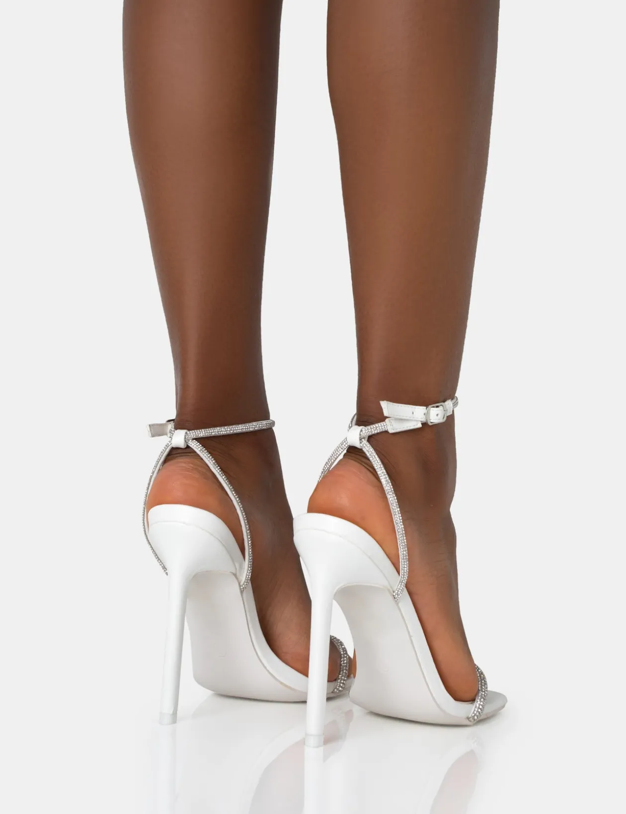 Public Desire Evan Pu Diamante Barely There Square Toe Stiletto Heels | Women Barely There Heels