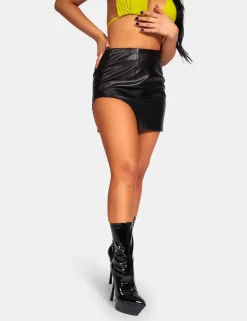 Public Desire Extreme Split Pu Mini Skirt | Women Skirts