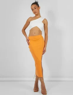 Public Desire Extreme Split Ribbed Midi Skirt | Women Skirts