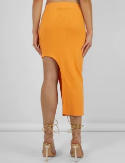 Public Desire Extreme Split Ribbed Midi Skirt | Women Skirts