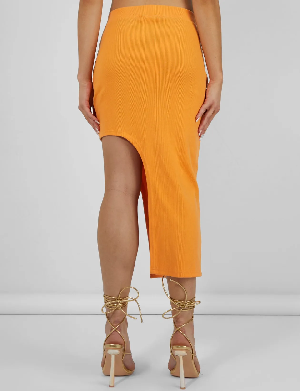 Public Desire Extreme Split Ribbed Midi Skirt | Women Skirts