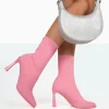 Public Desire Farah Knitted Pointed Toe Stiletto Heel Ankle Sock Boots | Women Sock Fit Boots
