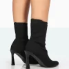 Public Desire Farah Knitted Pointed Toe Stiletto Heel Ankle Sock Boots | Women Sock Fit Boots