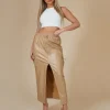 Public Desire Faux Leather Pocket Detail Cargo Maxi Skirt Camel | Women Skirts