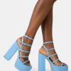 Public Desire Flawless Baby Patent Buckle Strap Round Toe Platform Block Heels | Women Platform Heels