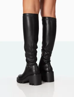 Public Desire Fletch Pu Chunky Sole Over The Knee Boot | Women Chunky Boots