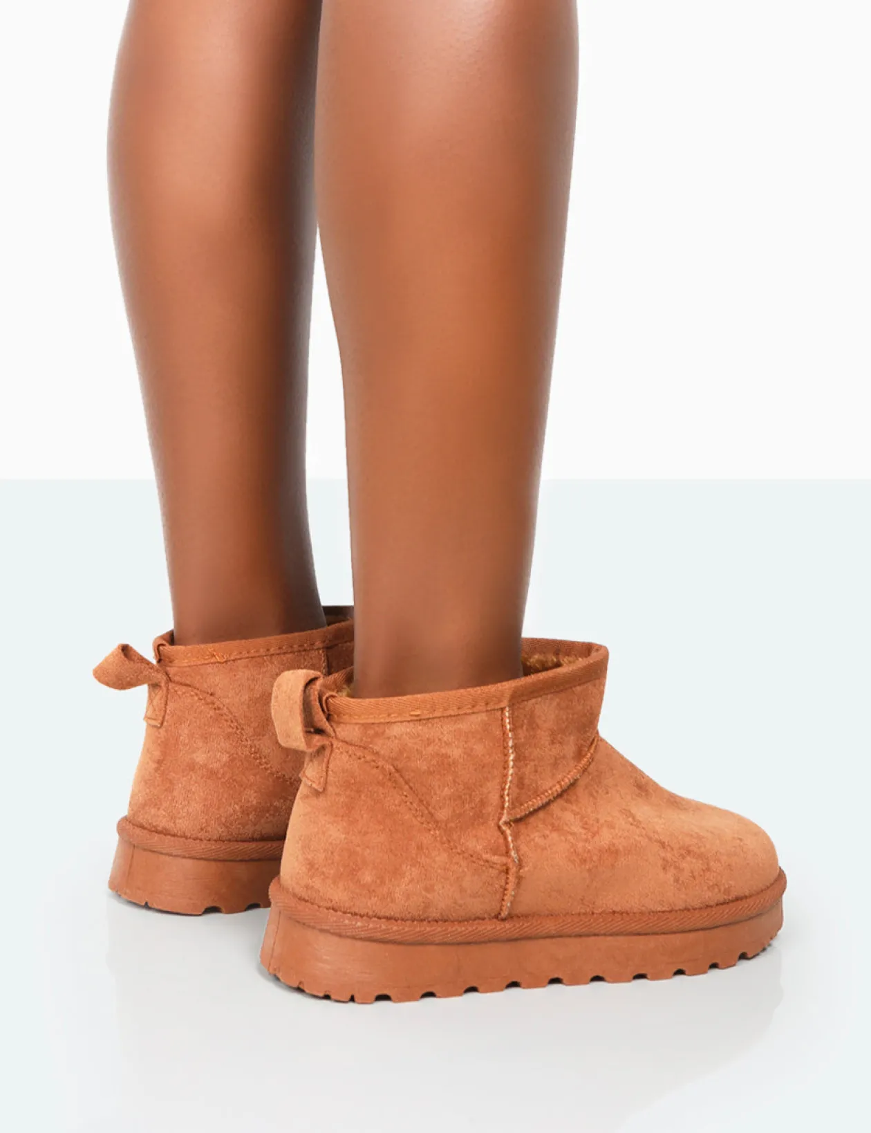 Public Desire Flurry Chestnut Brown Faux Suede Ultra Mini Ankle Boots | Women Ultra Mini Boots