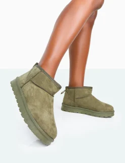 Public Desire Flurry Faux Suede Ultra Mini Ankle Boots | Women Ultra Mini Boots