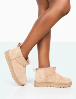 Public Desire Flurry Faux Suede Ultra Mini Ankle Boots | Women Ultra Mini Boots