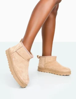 Public Desire Flurry Faux Suede Ultra Mini Ankle Boots | Women Ultra Mini Boots