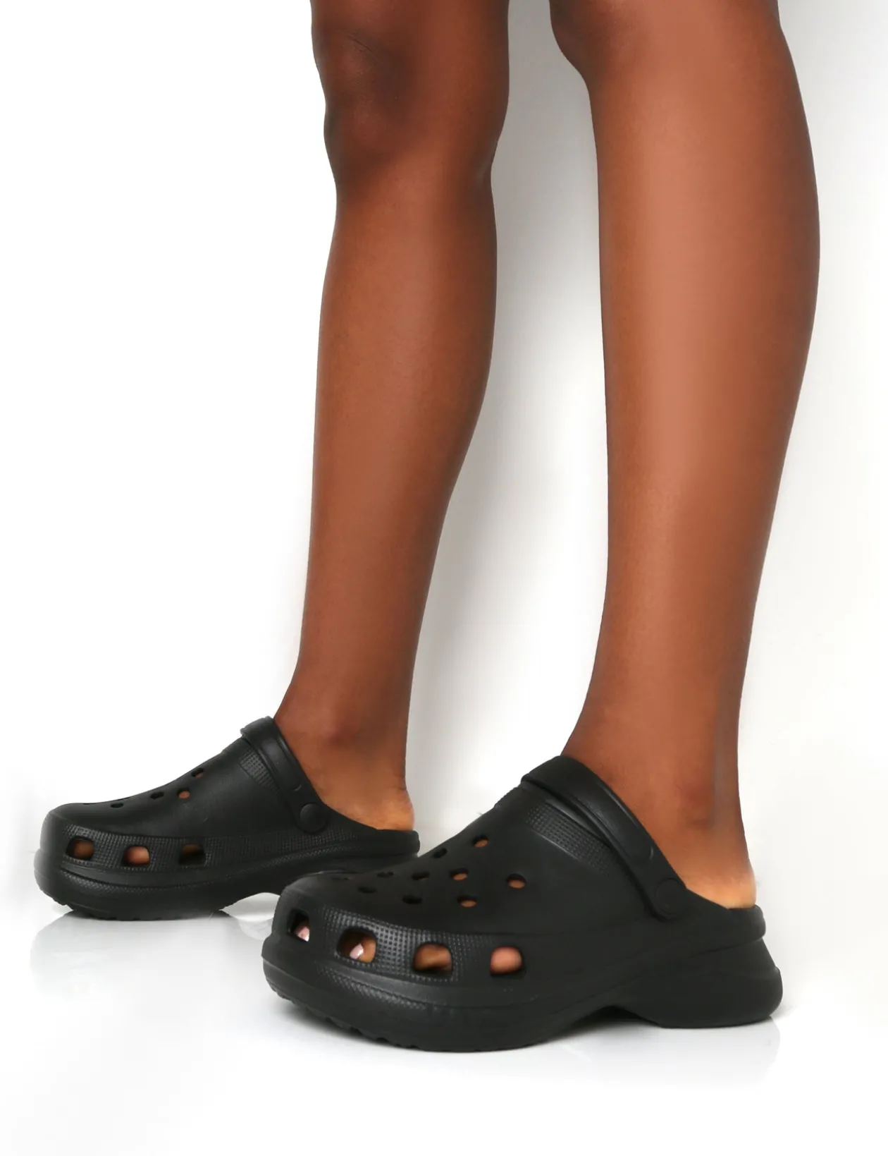 Public Desire Frenzy Rubberised Sling Back Closed Toe Clog Sandals | Women Flatforms