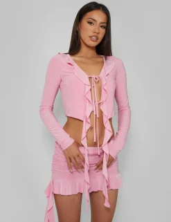Public Desire Frill Detail Tie Front Cardigan Top Baby | Women Tops