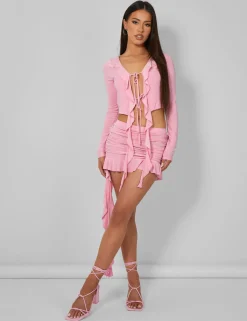 Public Desire Frill Detail Tie Front Cardigan Top Baby | Women Tops