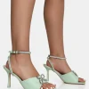 Public Desire Front Row Pastel Diamante Bow Square Toe Mid Stiletto Heels | Women Square Toe Heels