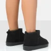 Public Desire Frosty Black Faux Suede Ultra Mini Ankle Boots | Women Flat Boots