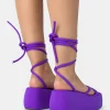 Public Desire Full Moon Nylon Lace Up Chunky Platform Sandals | Women Flatforms