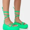 Public Desire Full Moon Nylon Lace Up Chunky Platform Sandals | Women Flatforms