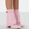 Public Desire Fyre Baby Croc Pointed Toe Block Heeled Ankle Boots | Women Heeled Boots