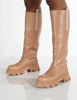 Public Desire Genius Knee High Chunky Sole Boots | Women Chunky Boots