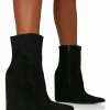 Public Desire Getaway Faux Suede Wedged Heeled Ankle Boot | Women Heeled Boots