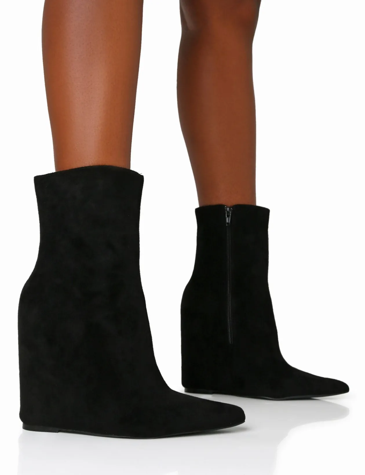 Public Desire Getaway Faux Suede Wedged Heeled Ankle Boot | Women Heeled Boots