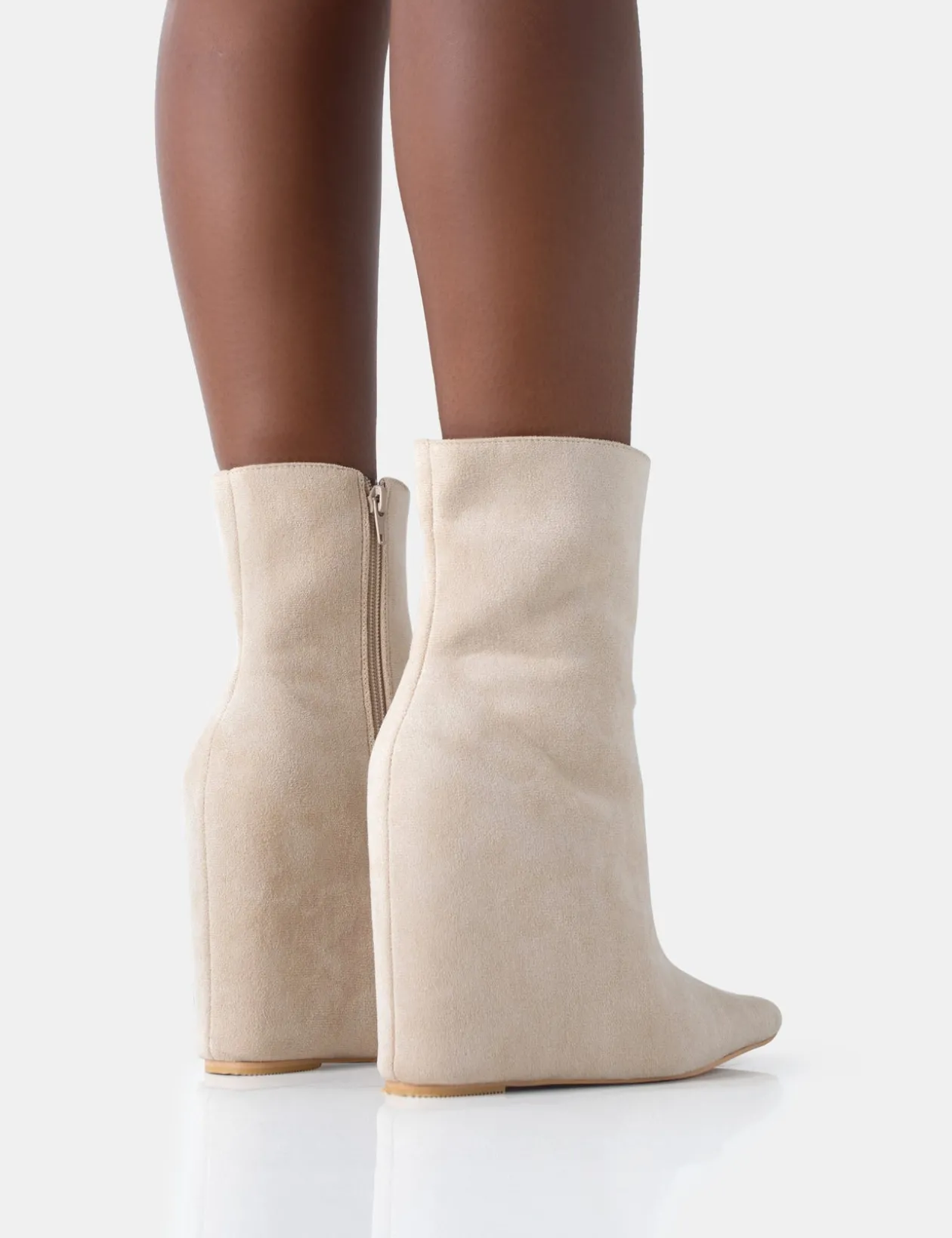 Public Desire Getaway Faux Suede Wedged Heeled Ankle Boot | Women Heeled Boots