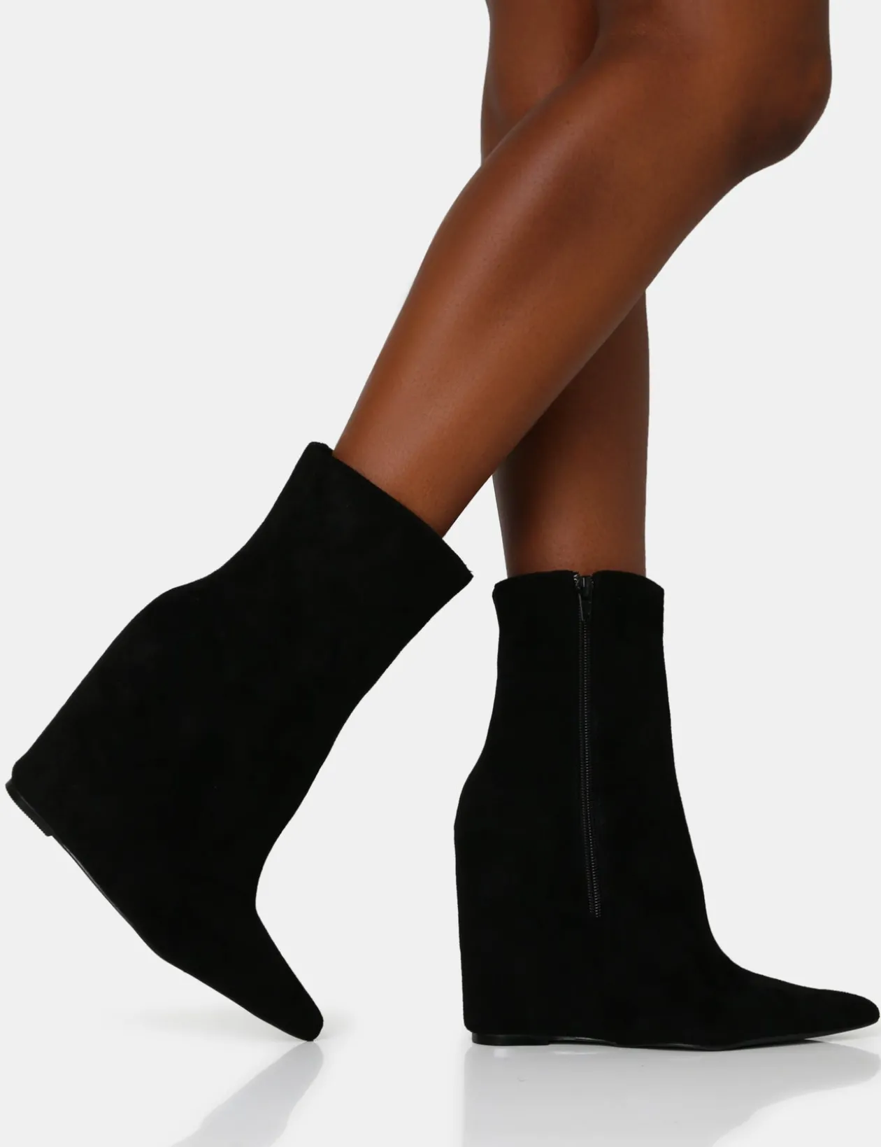 Public Desire Getaway Faux Suede Wedged Heeled Ankle Boot | Women Heeled Boots