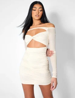 Public Desire Glitter Mesh Cutaway Mini Dress | Women Dresses