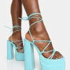 Public Desire Glow Girl Baby Pu Lace Up Platform High Heels | Women Platform Heels