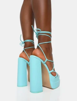 Public Desire Glow Girl Baby Pu Lace Up Platform High Heels | Women Platform Heels