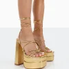 Public Desire Glow Girl Pu Lace Up Platform High Heels | Women Platform Heels