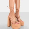 Public Desire Glow Girl Pu Lace Up Platform High Heels | Women Platform Heels