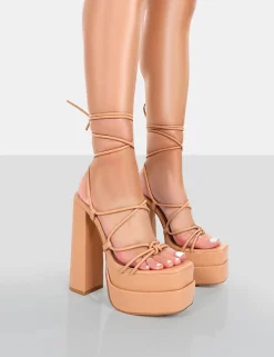 Public Desire Glow Girl Pu Lace Up Platform High Heels | Women Platform Heels