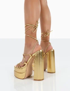 Public Desire Glow Girl Pu Lace Up Platform High Heels | Women Platform Heels