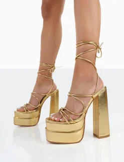 Public Desire Glow Girl Pu Lace Up Platform High Heels | Women Platform Heels