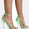 Public Desire Golda Pastel Diamante Strappy Barely There Square Toe Stiletto Heels | Women Barely There Heels