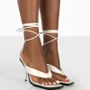 Public Desire Grand Toe Thong Front Square Toe Lace Up Stiletto Heels | Women Square Toe Heels