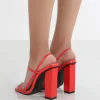 Public Desire Halley Pu Strappy Block Heels | Women Barely There Heels