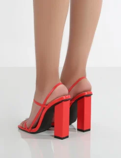 Public Desire Halley Pu Strappy Block Heels | Women Barely There Heels