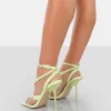 Public Desire Harness Croc Strappy Square Toe Stiletto Heels | Women Square Toe Heels