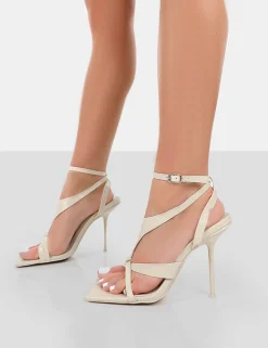 Public Desire Harness Croc Strappy Square Toe Stiletto Heels | Women Square Toe Heels