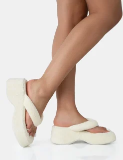 Public Desire Havana Towelling Flip Flop Chunky Platform Sandals | Women Chunky Sandals
