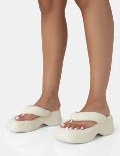 Public Desire Havana Towelling Flip Flop Chunky Platform Sandals | Women Chunky Sandals