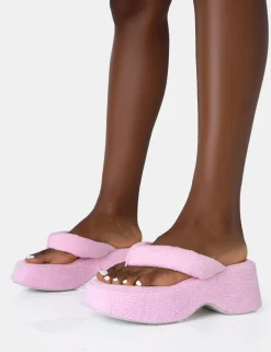 Public Desire Havana Towelling Flip Flop Chunky Platform Sandals | Women Chunky Sandals