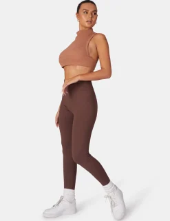 Public Desire High Neck Racer Low Side Rib Crop Top Cinnamon | Women Tops