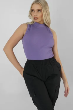 Public Desire High Neck Rib Bodysuit | Women Bodysuits