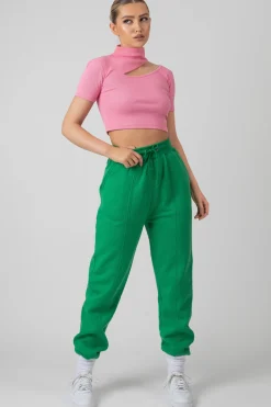 Public Desire High Neck Ribbed Cut Out Cropped T Shirt | Women Tops