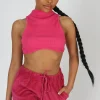 Public Desire High Neck Underbust Ribbed Crop Top | Women Tops
