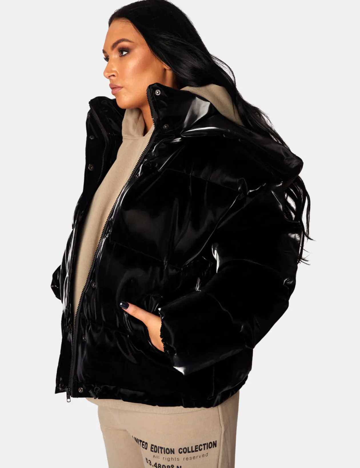 Public Desire High Shine Holographic Oversized Puffer | Women Outerwear & Jackets