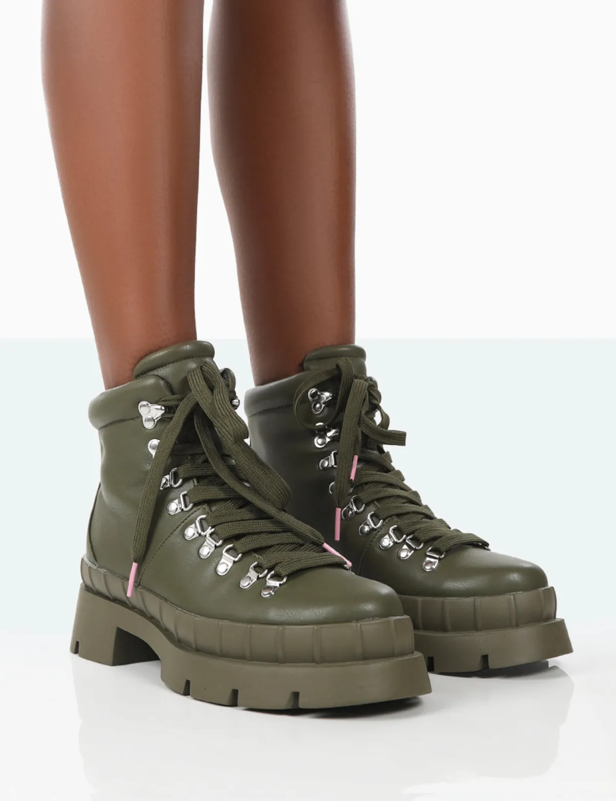 Public Desire Hike There Pu Lace Up Chunky Sole Winter Boots | Women Chunky Boots
